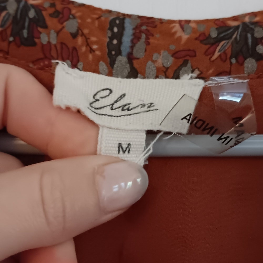 Elan Rust Orange Floral Chic Maxi Dress For Women Medium - Picture 3 of 6